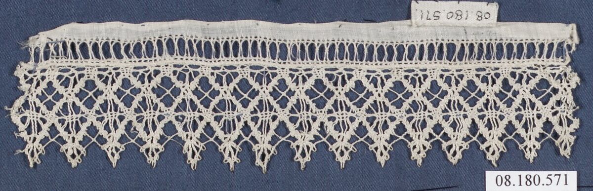 Fragment, Bobbin lace, drawnwork, Italian