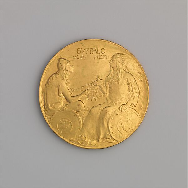 Pan-American Exposition Award Medal, Hermon Atkins MacNeil (American, Everett, Massachusetts 1866–1947 Queens, New York), Gilt bronze, American 