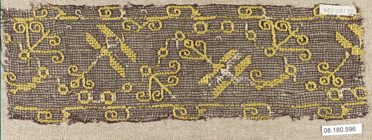 Band, Embroidered net, buratto, punto à rammendo, silk, Italian