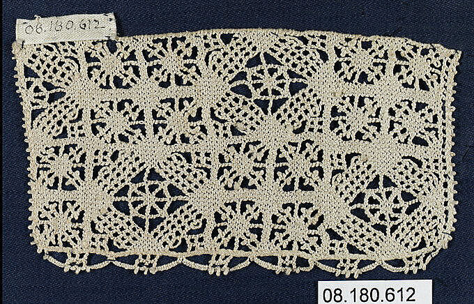 Fragment, Needle lace, punto avorio, Italian, Val Vogna 