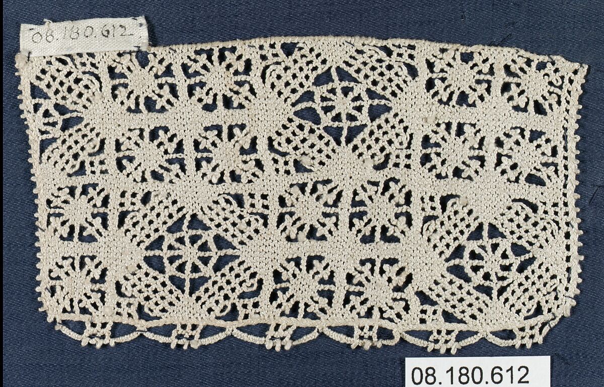 Fragment, Needle lace, punto avorio, Italian, Val Vogna