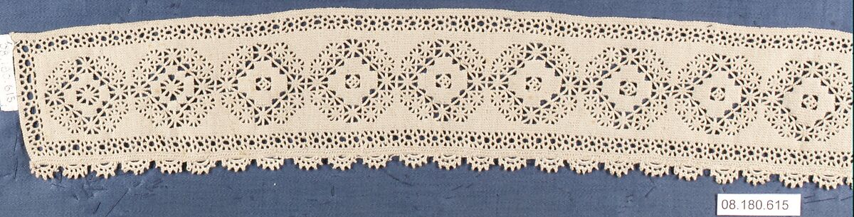Fragment, Needle lace, punto avorio, Italian, Val Setis