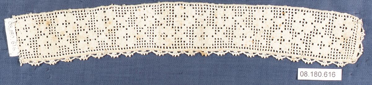 Fragment, Needle lace, punto avorio, Italian, Campello