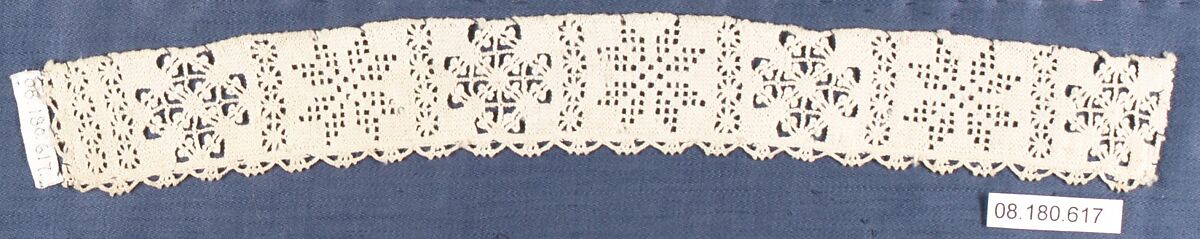 Fragment, Needle lace, punto avorio, Italian, Val Sabbia