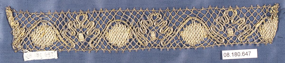 Insertion, Metal thread, bobbin lace, Italian