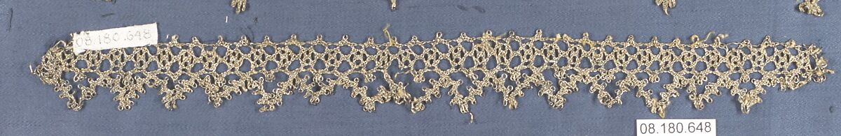 Fragment, Metal thread, bobbin lace, Italian