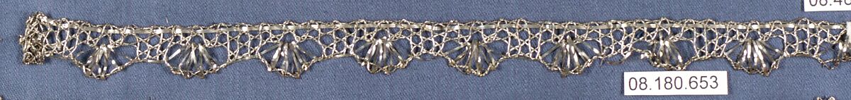 Fragment, Metal thread, bobbin lace, Italian