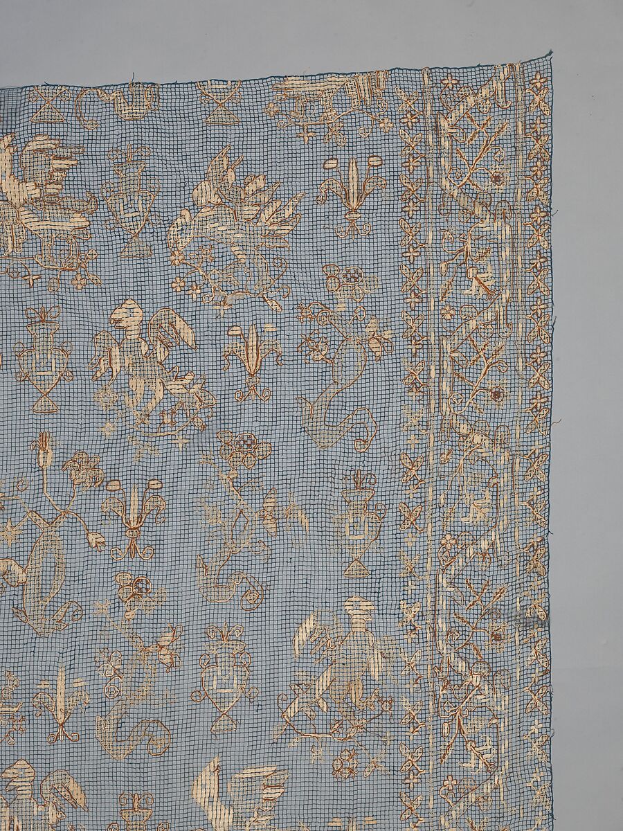 Curtain, Embroidered net, Italian, Sardinia