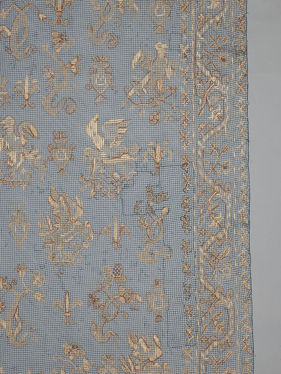 Curtain, Embroidered net, Italian, Sardinia