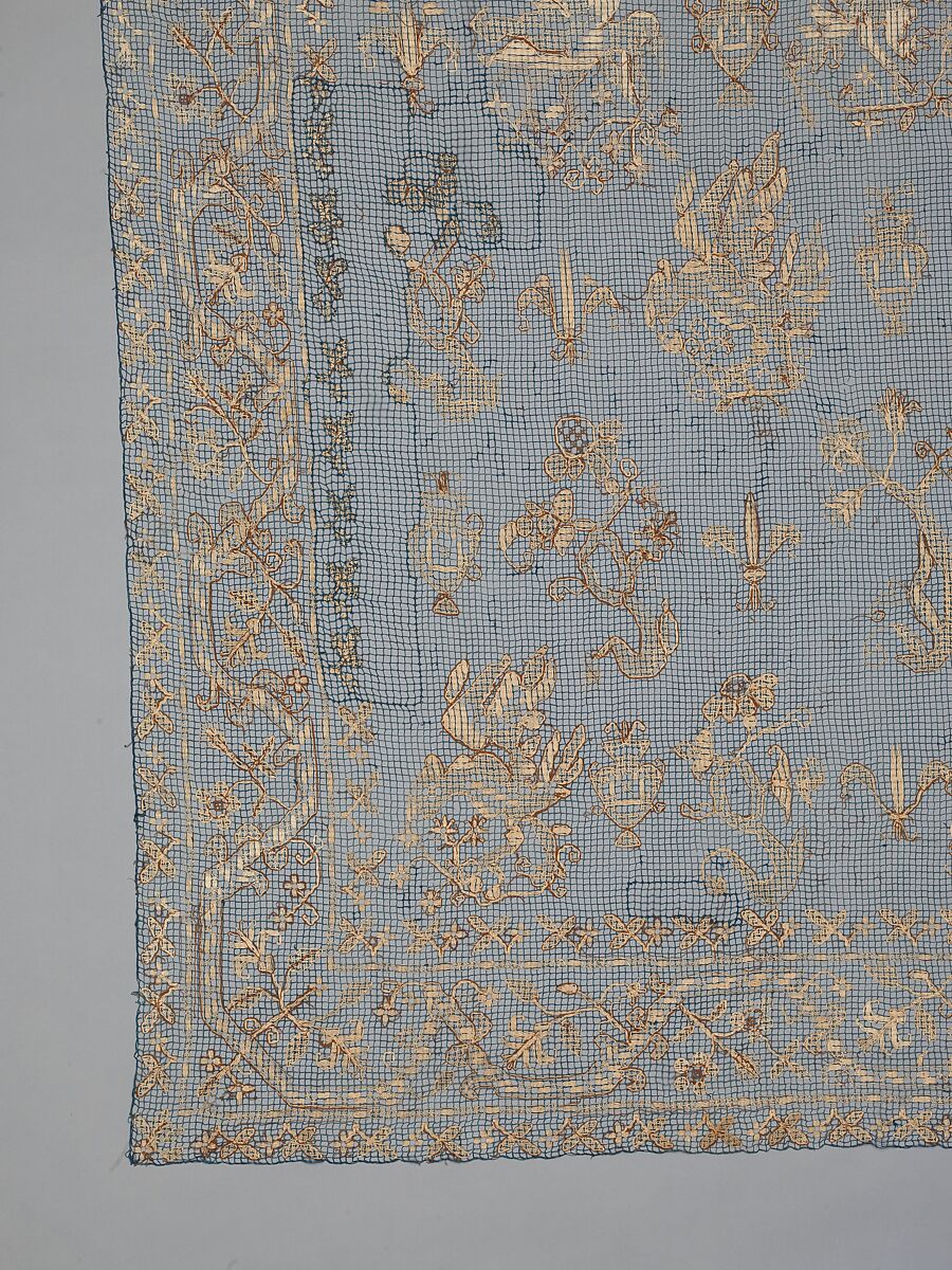 Curtain, Embroidered net, Italian, Sardinia