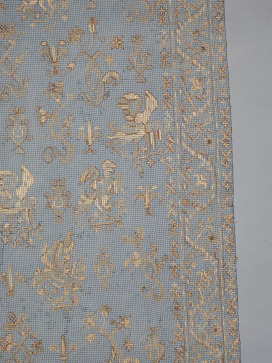 Curtain, Embroidered net, Italian, Sardinia