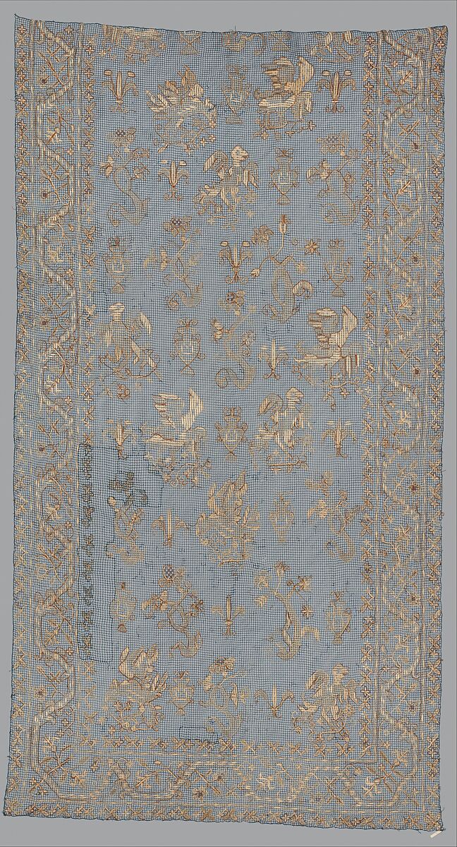 Curtain, Embroidered net, Italian, Sardinia