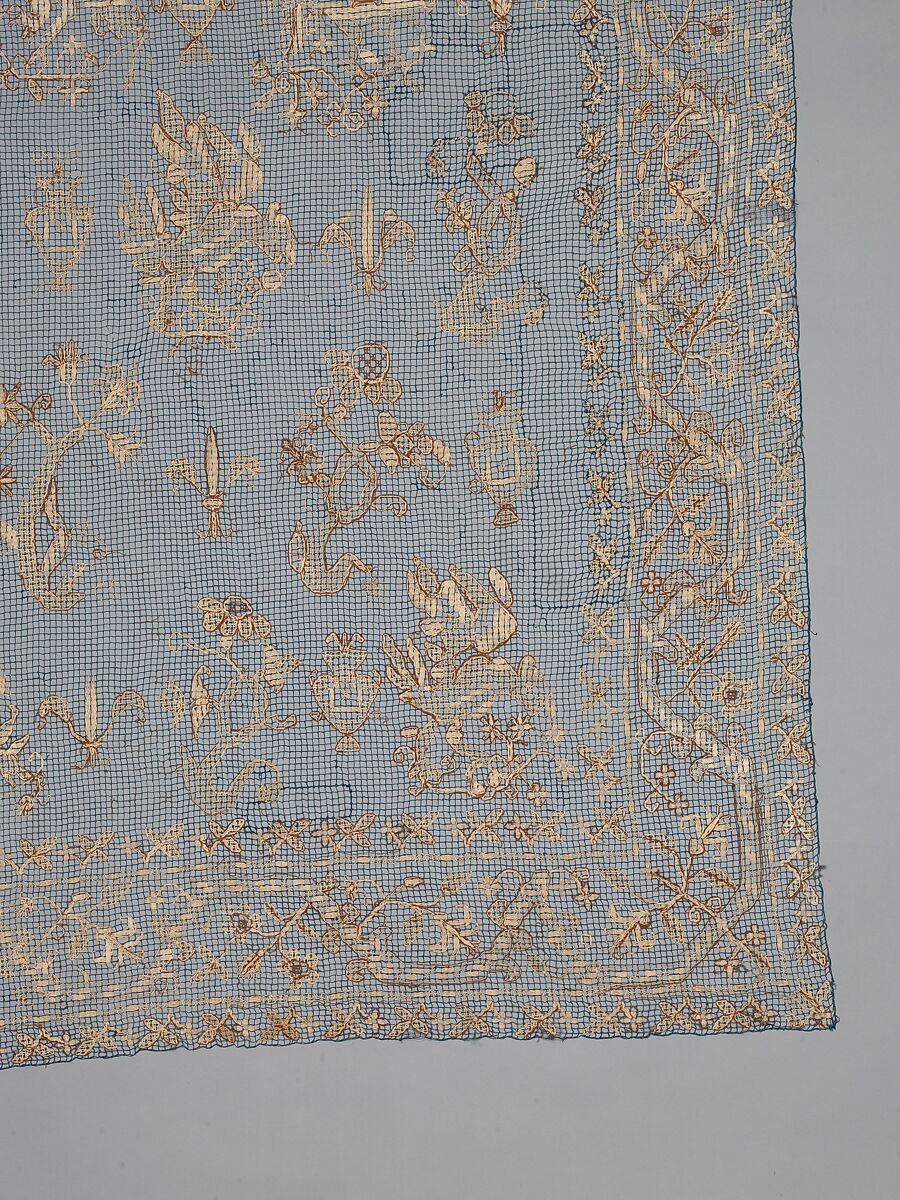 Curtain, Embroidered net, Italian, Sardinia