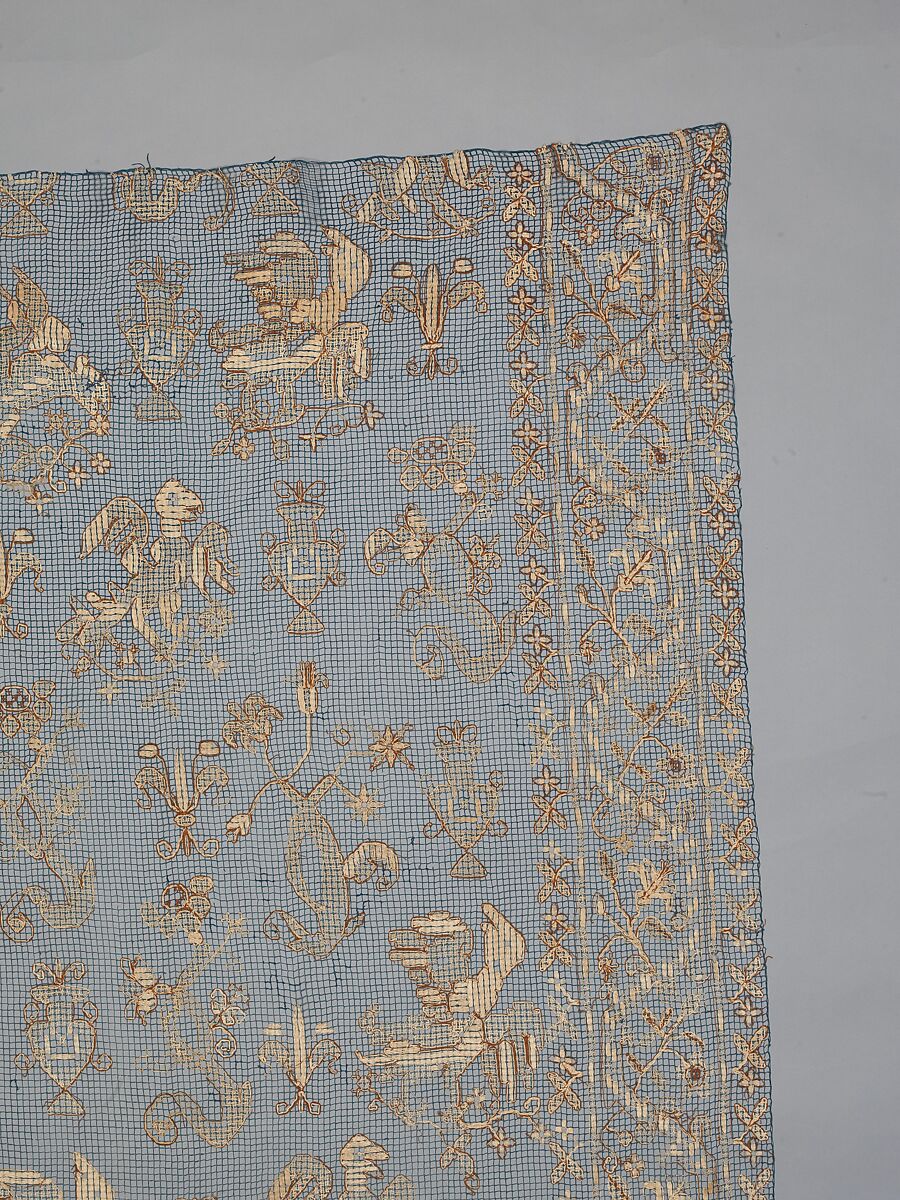 Curtain, Embroidered net, Italian, Sardinia