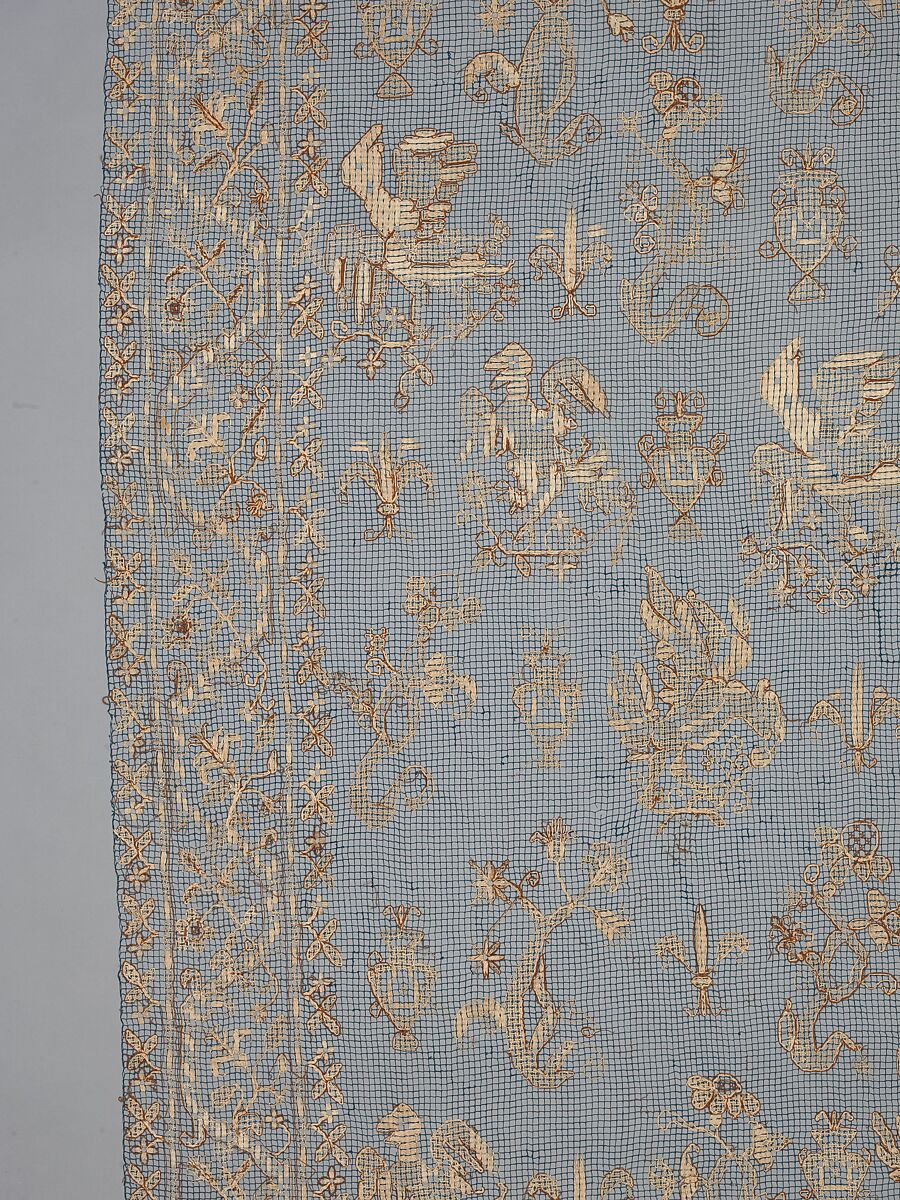 Curtain, Embroidered net, Italian, Sardinia