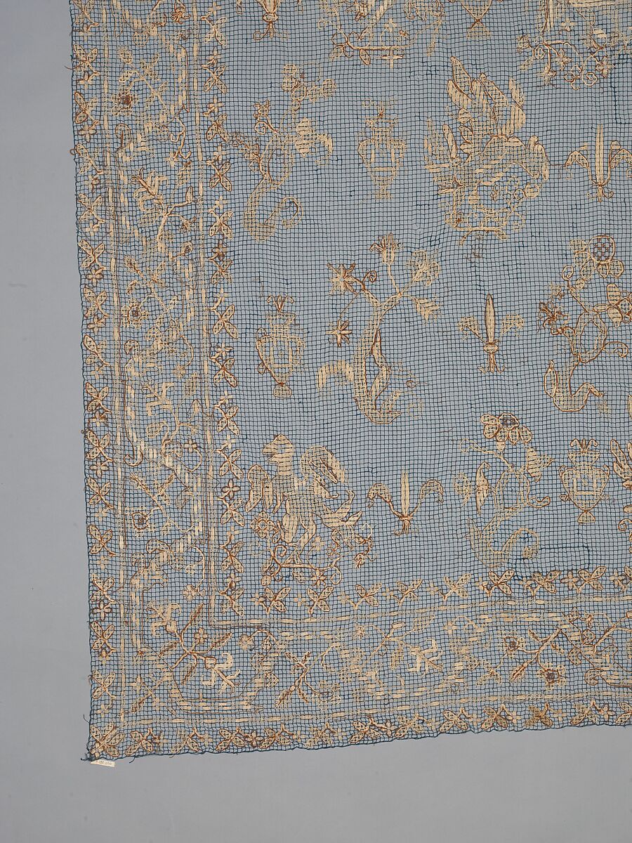 Curtain, Embroidered net, Italian, Sardinia