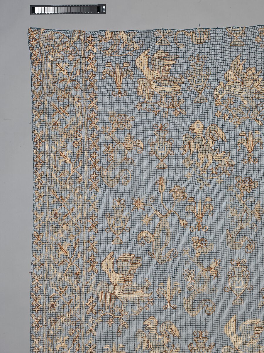 Curtain, Embroidered net, Italian, Sardinia