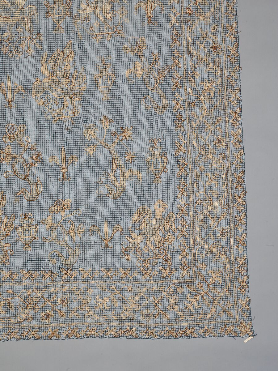 Curtain, Embroidered net, Italian, Sardinia