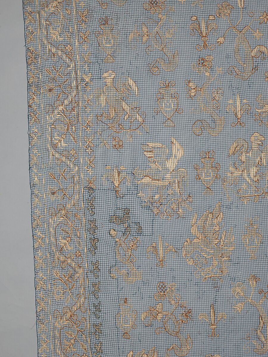 Curtain, Embroidered net, Italian, Sardinia