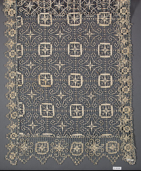 Cover, Embroidered net, Italian, Sardinia 