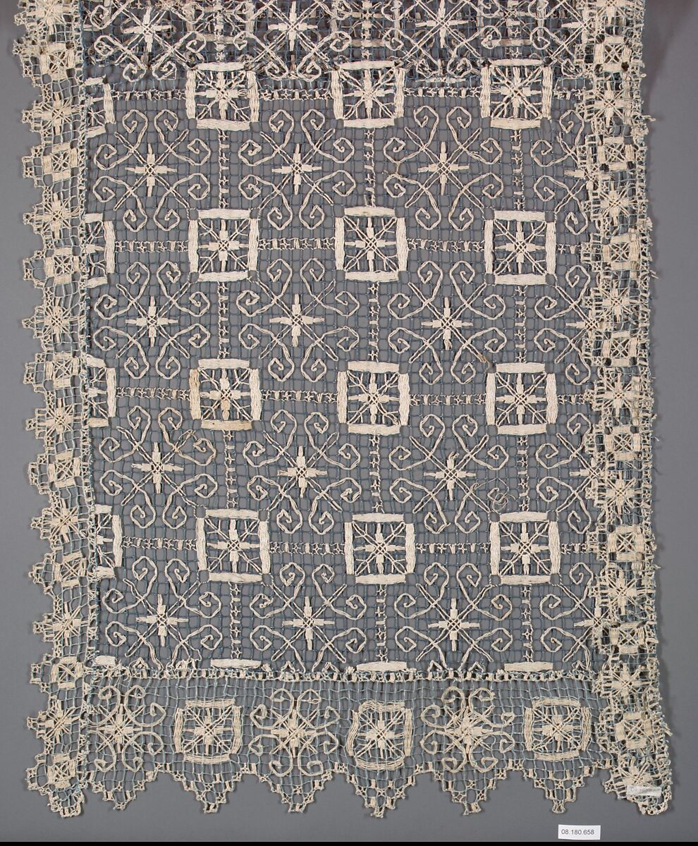 Cover, Embroidered net, Italian, Sardinia