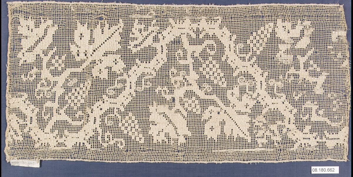 Band, Embroidered net, buratto, punto à rammendo, silk, Italian