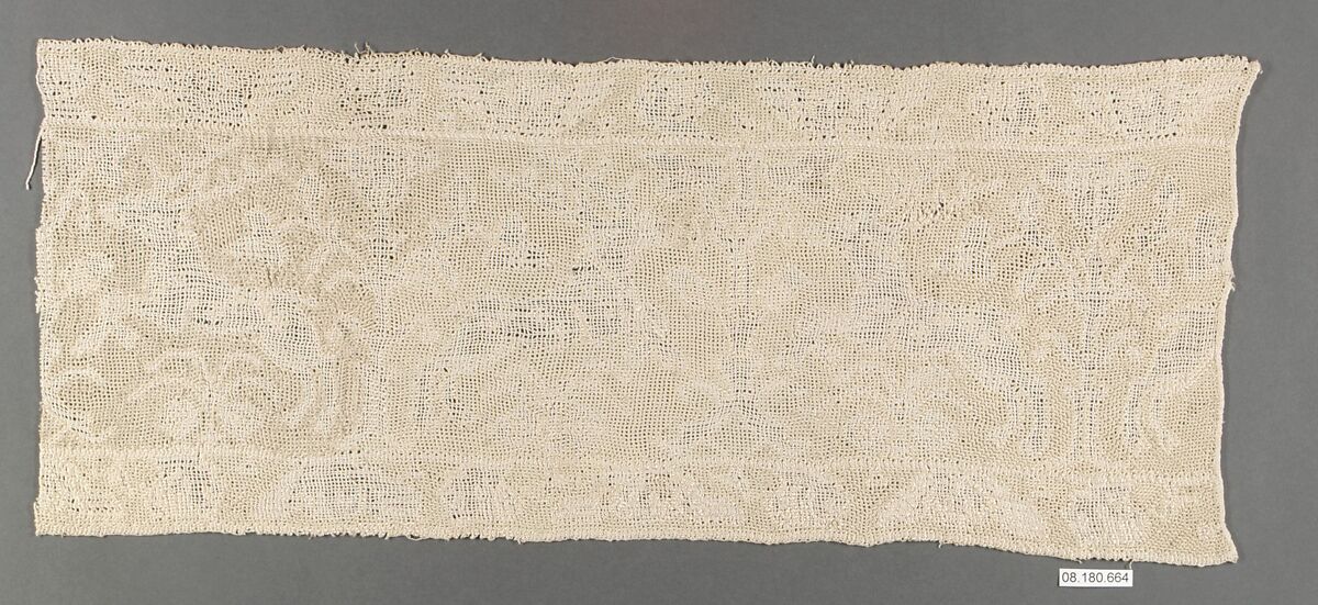 Border, Embroidered net, buratto, Italian, Sicily