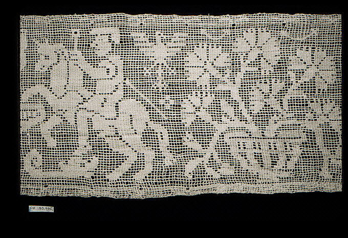 Border, Embroidered net, buratto, Italian