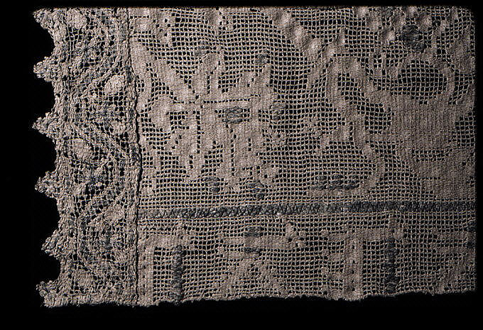 Border, Embroidered net, buratto, Italian 