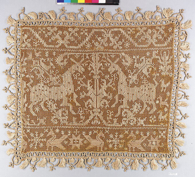Cover, Embroidered net, buratto, Italian, Sardinia 