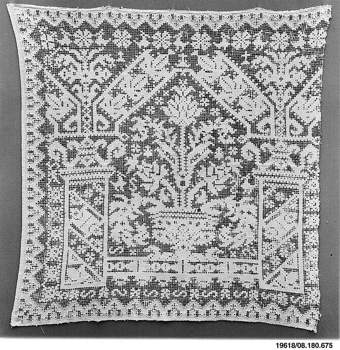 Left end of a valance (?), Drawnwork, Italian or Spanish 