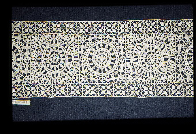 Border, Needle lace, punto in aria, Italian, Naples