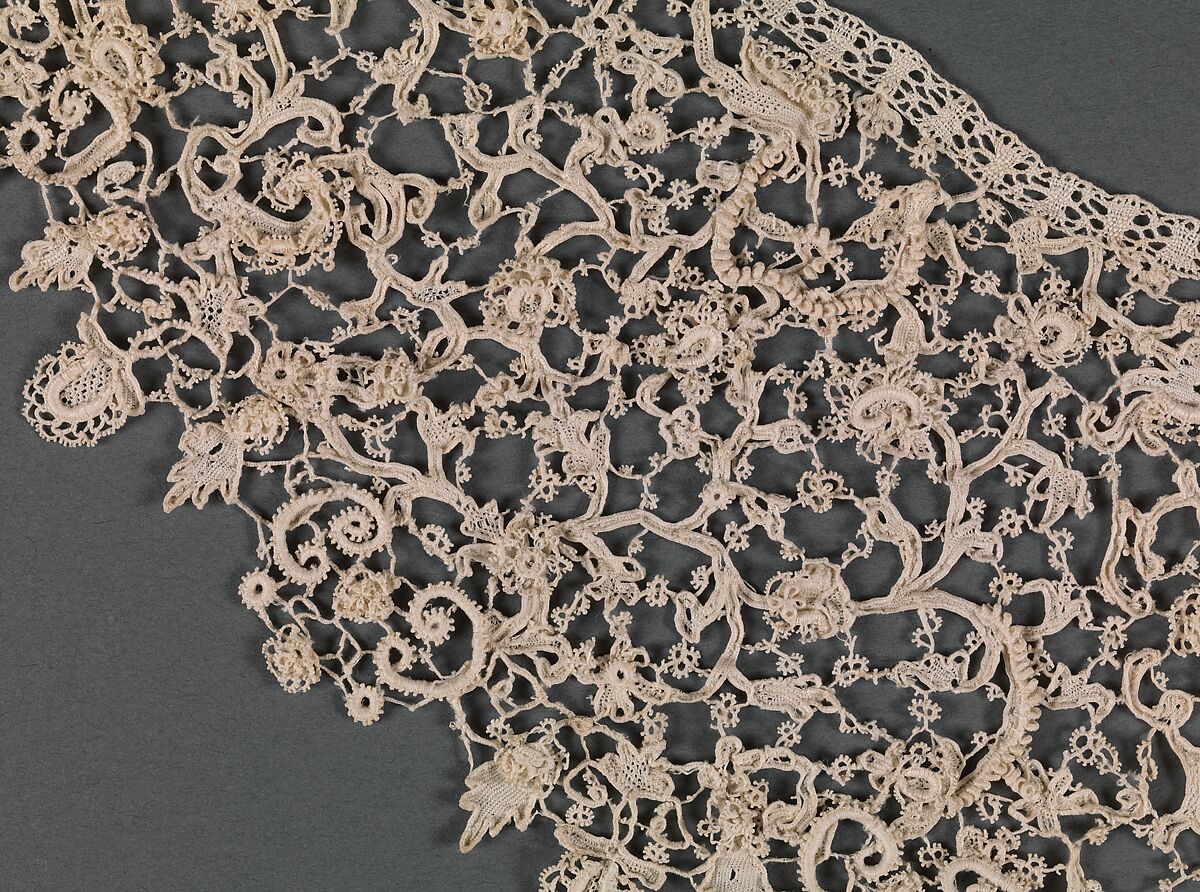 Collar, Linen, needle lace (point de neige), Italian