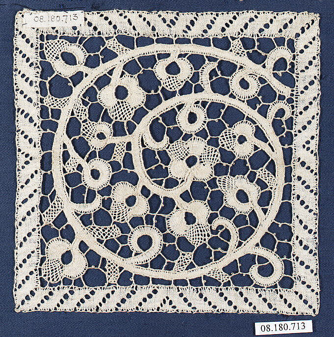 Square, Bobbin lace, Italian, Venice 