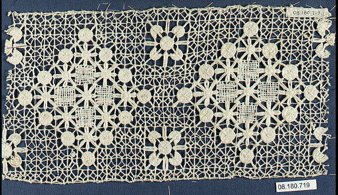 Fragment, Embroidered net, Italian 