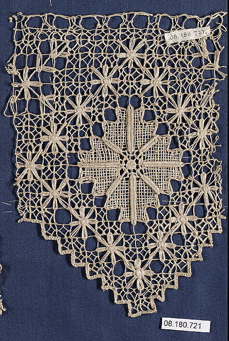 Fragment, Embroidered net, Italian 