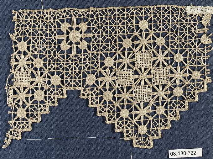 Fragment, Embroidered net, Italian 