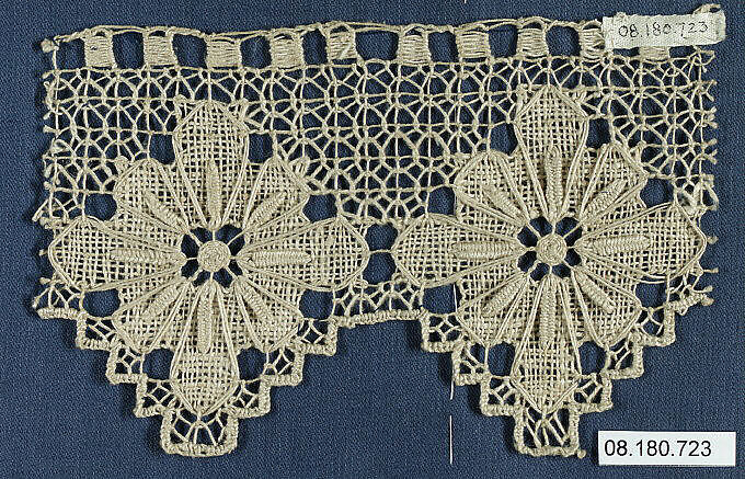 Fragment, Embroidered net, Italian 