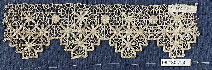 Fragment, Embroidered net, Italian 
