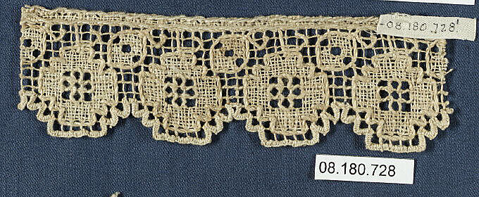 Fragment, Embroidered net, Italian 