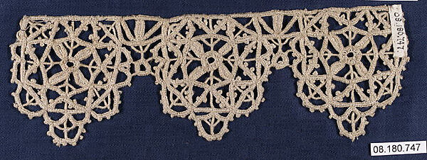 Needlepoint (Reticella) Lace Insertion, 17th century. Italy, 17th