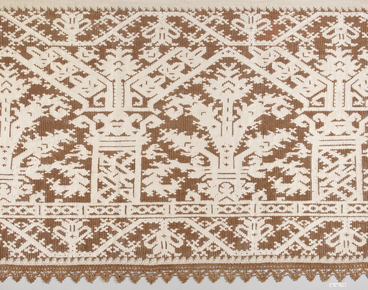 Cover, Drawnwork, bobbin lace, Italian