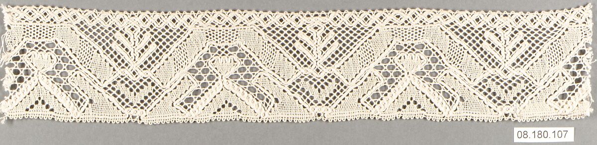Fragment, Bobbin lace, Swedish, Vadstena 