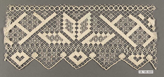 Fragment, Embroidered net, Swedish, Delsbo 