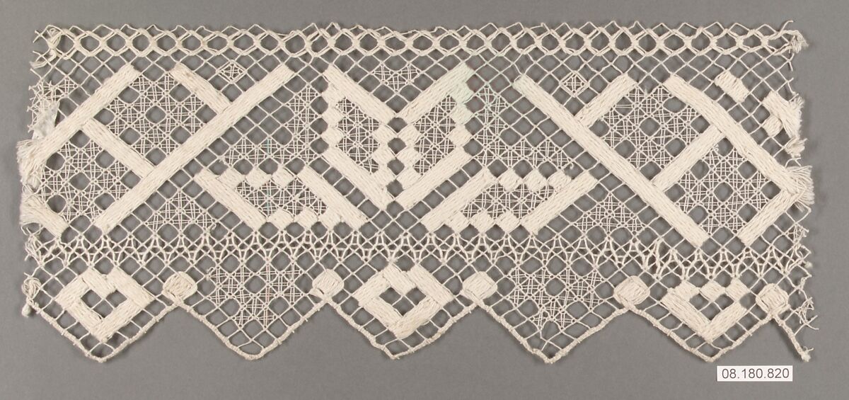 Fragment, Embroidered net, Swedish, Delsbo