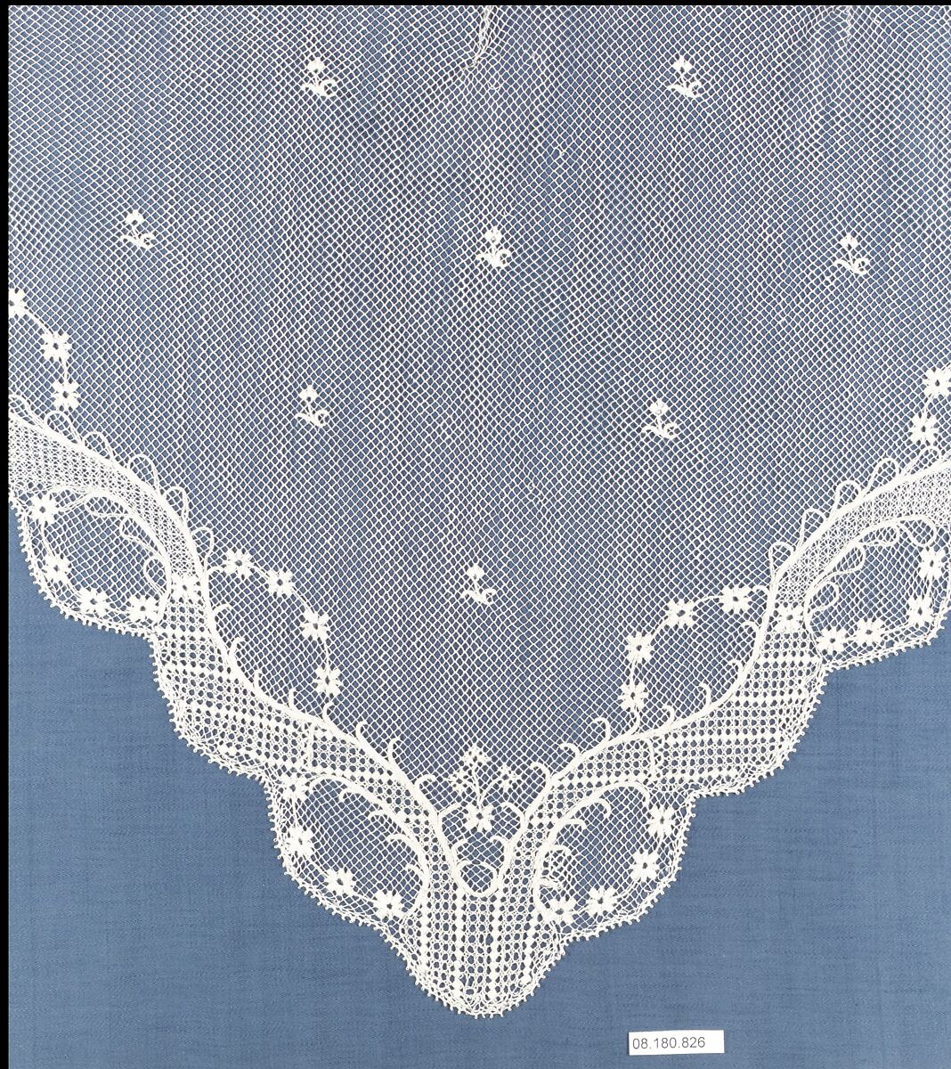 Fichu, Embroidered net, Swiss, Basel 