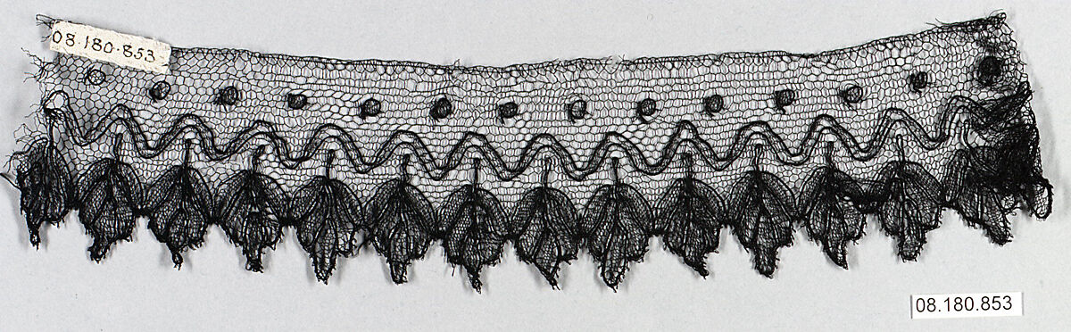 Fragment, Bobbin lace, French, Chantilly 