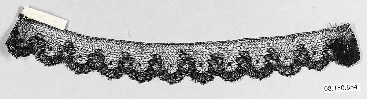 Fragment, Bobbin lace, French, Chantilly 