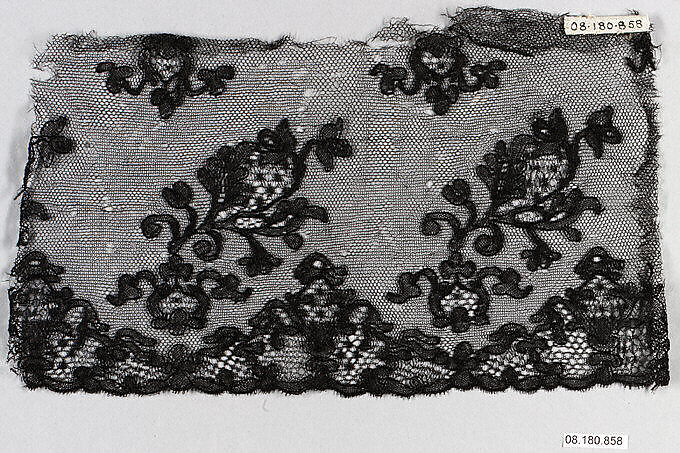 Piece, Bobbin lace, French, Chantilly 