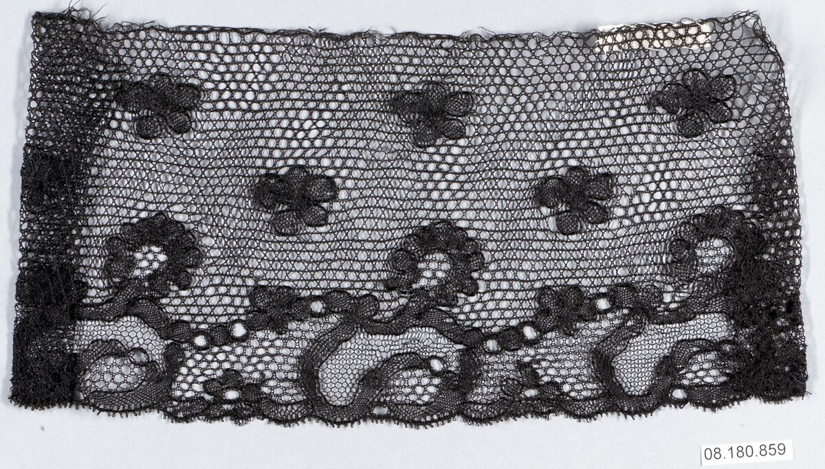 Piece, Bobbin lace, Point de Paris, silk, French